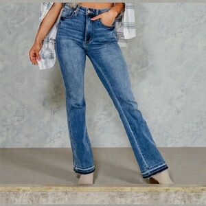 Judy Blue Slim Bootcut Released Raw Hem Denim Jeans